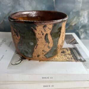 Studio Art Vase/Trinket Cup 5 x 3in Decorative Stoneware Splatter Glaze Signed